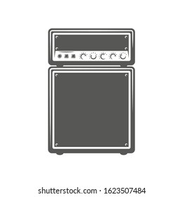 Concert speaker isolated on a white background. Design element for music logos, labels, emblems. Vector illustration
