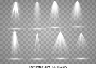 Concert spotlight with beam, illuminated spotlights for web design illustration. Vector spotlight. Vector illustration eps 10.
