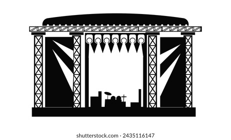 concert stage, black isolated silhouette