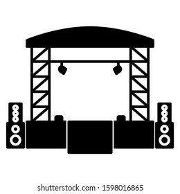 Concert Stage Icon Design. Concert Stage Icon In Trendy Silhouette Style Design. Vector Illustration.