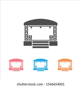 Concert stage icon set on white. Vector illustration