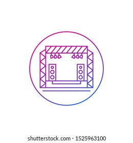 concert stage icon, thin line vector