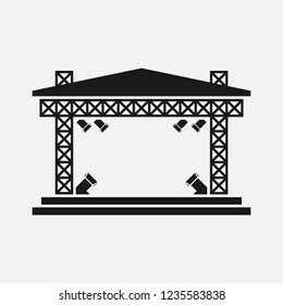 Vektorillustration auf der Konzertbühne Symbol einzeln auf weißem Hintergrund.
