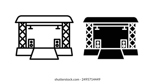 Concert stage vector icon set in black color.