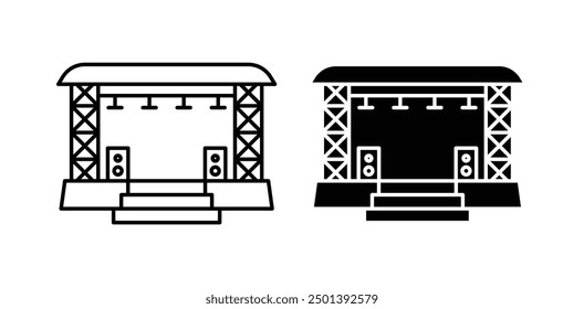 Icono de Vector de escenario de concierto en color negro.