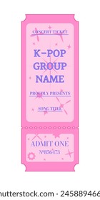 Concert ticket decorated with geometric elements in y2k style. Vector illustration isolated on white background