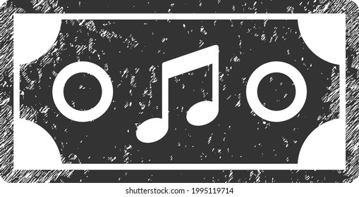 Concert ticket icon with scratched effect. Isolated vector concert ticket icon image with scratched rubber texture on a white background.
