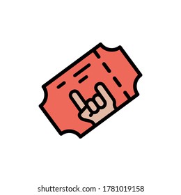 Concert ticket icon. Simple color with outline vector elements of rock n roll icons for ui and ux, website or mobile application
