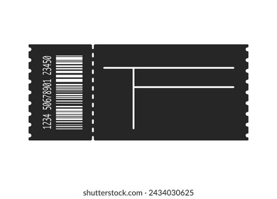 Plantilla de ticket de concierto con espacio de texto en blanco como ilustración vectorial de relleno negro