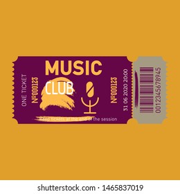 Concert ticket template. Concert, party or festival ticket design template  