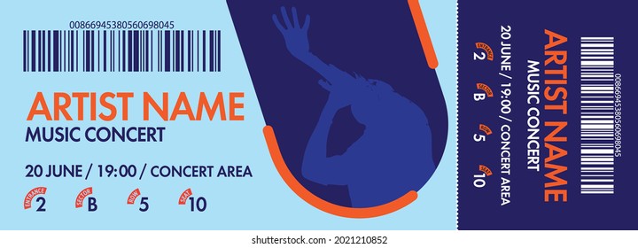 Concert ticket template. Party or festival ticket design template. Vector