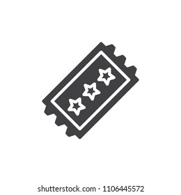 Concert ticket vector icon. filled flat sign for mobile concept and web design. ticket with stars simple solid icon. Symbol, logo illustration. Pixel perfect vector graphics