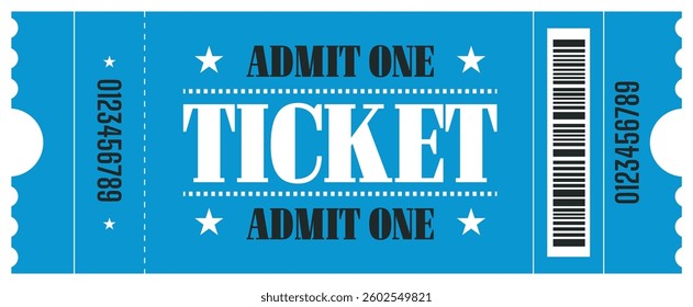 Concert ticket vector template. Concert, party or festival ticket design template. Vector illustration. Blue Ticket Template
