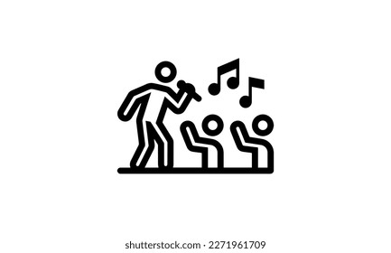 concert vector icon entertainment performance outline style black and white background 