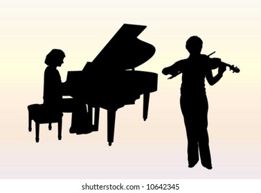 Concerto for piano and violin (vector)