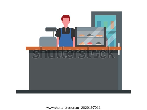 Concession stand. Simple\
flat illustration.