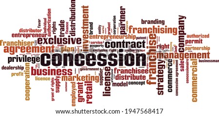 Concession word cloud concept. Collage made of words about concession. Vector illustration