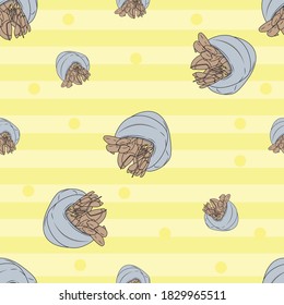 Conch Animal Seamless Vector Pattern Design Background