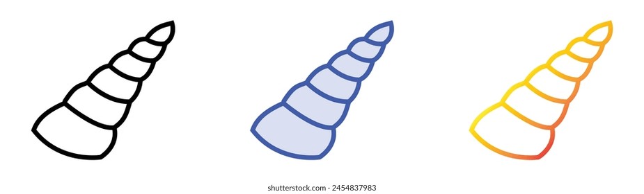 conch icon. Linear, Blue Fill and Gradient Style Design Isolated On White Background