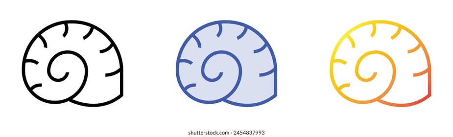 conch icon. Linear, Blue Fill and Gradient Style Design Isolated On White Background