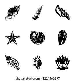 Conch icons set. Simple set of 9 conch vector icons for web isolated on white background