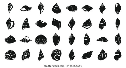 Conch icons set simple vector. Sea shell. Snail nature animal