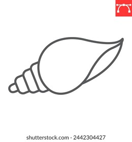 Icono de línea de caracol, mariscos y moluscos, icono de vector de concha, gráficos vectoriales, signo de contorno de trazo editable, eps 10.