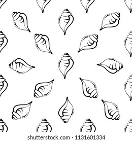 Conch A Marine Mollusc, Conch Icon Seamless Pattern Vector Art Illustration
