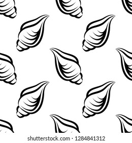 Conch A Marine Mollusc, Conch Icon Seamless Pattern Vector Art Illustration
