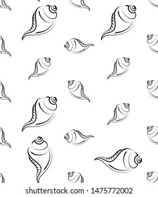 Conch A Marine Mollusc, Conch Icon Seamless Pattern Vector Art Illustration
