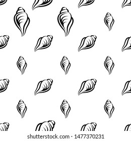 Conch A Marine Mollusc, Conch Icon Seamless Pattern Vector Art Illustration