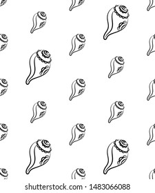 Conch A Marine Mollusc, Conch Icon Seamless Pattern Vector Art Illustration