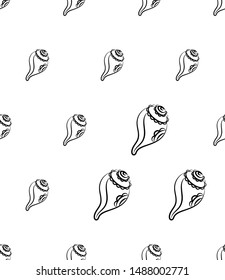 Conch A Marine Mollusc, Conch Icon Seamless Pattern Vector Art Illustration
