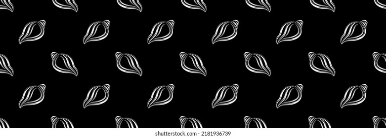 Conch A Marine Mollusc, Conch Icon Seamless Pattern Vector Art Illustration