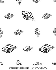 Conch A Marine Mollusc, Conch Icon Seamless Pattern Vector Art Illustration