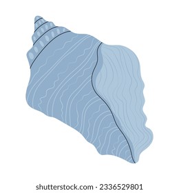 Conch, sea shell. Marine seashell icon. Swirled nautical mollusc. Ocean underwater shellfish. Exotic beach object for decoration. Flat vector illustration isolated on white background