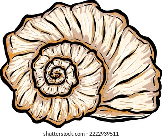 Conch Sea Snail Shell Outline Cartoon Style Logo Design in Vector