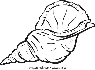 Conch Sea Snail Shell Outline Cartoon Style Logo Design in Vector