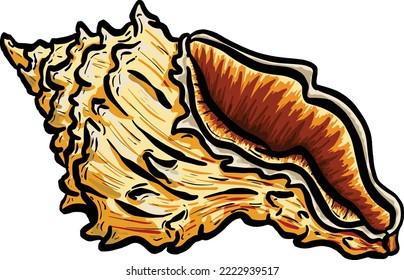 Diseño del logotipo del estilo de dibujo de la cubierta de caracol del mar de Conch en el vector