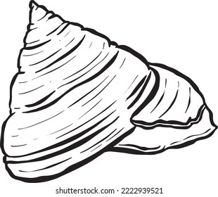 Conch Sea Snail Shell Outline Cartoon Style Logo Design in Vector