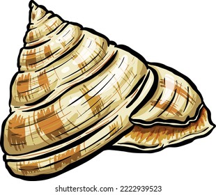 Conch Sea Snail Shell Outline Cartoon Style Logo Design in Vector