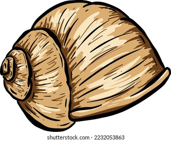 Conch Sea Snail Shell Outline Cartoon Style Logo Design in Vector