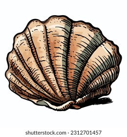 Conch Sea Snail Shell Outline Cartoon Style