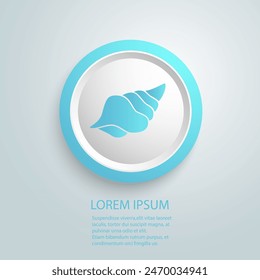 Conch shell blue icon. Sea and ocean symbol. Isolated vector sign.