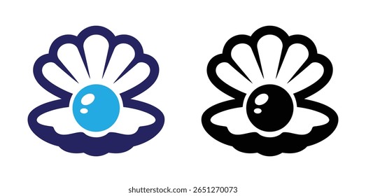 conch shell icon. mar e símbolo do oceano. imagem vetorial isolada em style.Vetor arte de uma pérola dentro de uma concha de ostra simboliza tesouro e vida marinha