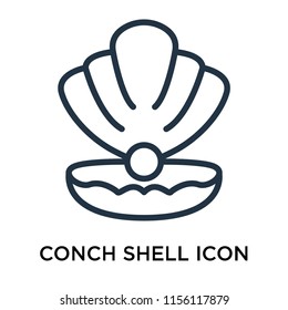 Conch shell icon vector isolated on white background, Conch shell transparent sign , thin pictogram or outline symbol design in linear style