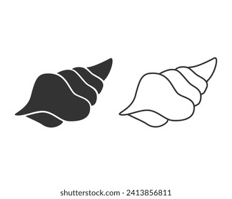 Conch shell line icon set. Sea and ocean symbol. Isolated vector sign.
