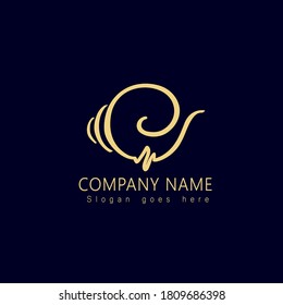 Conch shell logo with sound wave. luxury royal blue background.recommend for vocal studio 