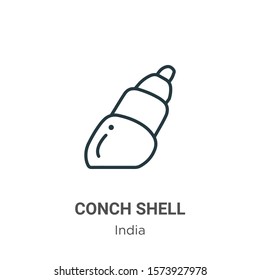 Conch shell outline vector icon. Thin line black conch shell icon, flat vector simple element illustration from editable india concept isolated on white background