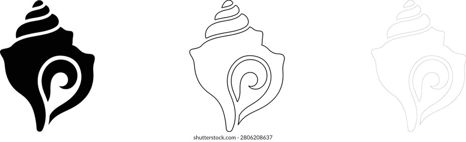Conch shell spiral shape mollusk sea creature simple minimal.